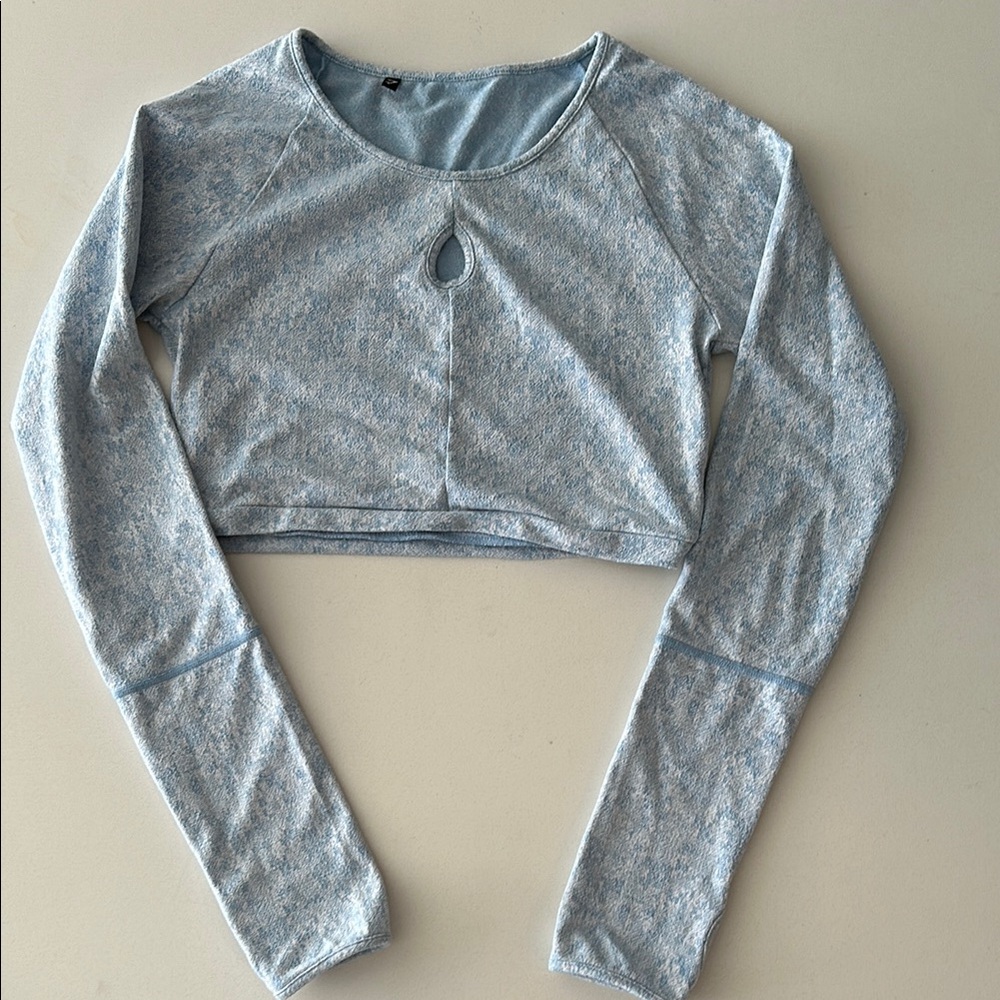 Gymshark Blue Marl Long Sleeve Crop Top
